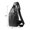 Men Chest Bag PU Leather Sling Fanny Pack Shoulder Backpack w USB Charging Port - Black