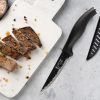 4.5" Steak Knives Set of 6, Premium German Steel Steak Knives w/Non-stick Coating, Ultra Sharp Serrated Steak Knife, Ergonomic Handle Design - Black