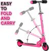 Scooter for Kids Ages 5-8, Kick Scooter with Adjustable Handlebars and Rear Brake Aluminum Frame, Lightweight, Scooter for Kids Ages 3-10   - Rose Red