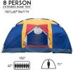 Outdoor 8 Person Camping Tent Easy Set Up Party Large Tent for Traveling Hiking With Portable Bag;  Blue - Blue