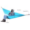 Portable and durable compact nylon fabric two-person travel camping hammock - blue