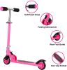 Scooter for Kids Ages 5-8, Kick Scooter with Adjustable Handlebars and Rear Brake Aluminum Frame, Lightweight, Scooter for Kids Ages 3-10   - Rose Red