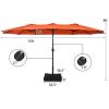 Outdoor Garden Market Double-Sided Twin Patio 15 Feet Umbrella with Crank And Base - Orange - Outdoor Umbrellas