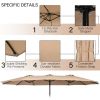 Outdoor Garden Market Double-Sided Twin Patio 15 Feet Umbrella with Crank And Base - Coffee - Outdoor Umbrellas