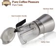 RAINBEAN Italian Expresso Maker, Moka Pot, Stovetop Coffee Makers, Stainless Steel Coffee Maker, 300ml/8.5oz/6 cup - moka pot