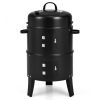 3-in-1 Charcoal BBQ Grill/Smoker Combo with Built-in Thermometer