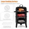 3-in-1 Charcoal BBQ Grill/Smoker Combo with Built-in Thermometer
