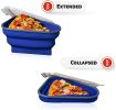 Reusable Pizza Storage Container with 5 Microwavable Serving Trays - Adjustable Pizza Slice Container to Organize & Save Space - blue