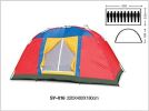 Bosonshop Outdoor 8 Person Camping Tent Easy Set Up Party Large Tent for Traveling Hiking With Portable Bag, Blue - Red